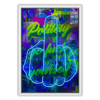 Politely Go F**k Yourself Blue Neon Canvas Art