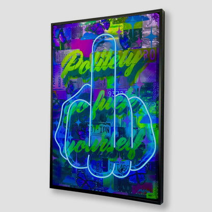 Politely Go F**k Yourself Blue Neon Canvas Art