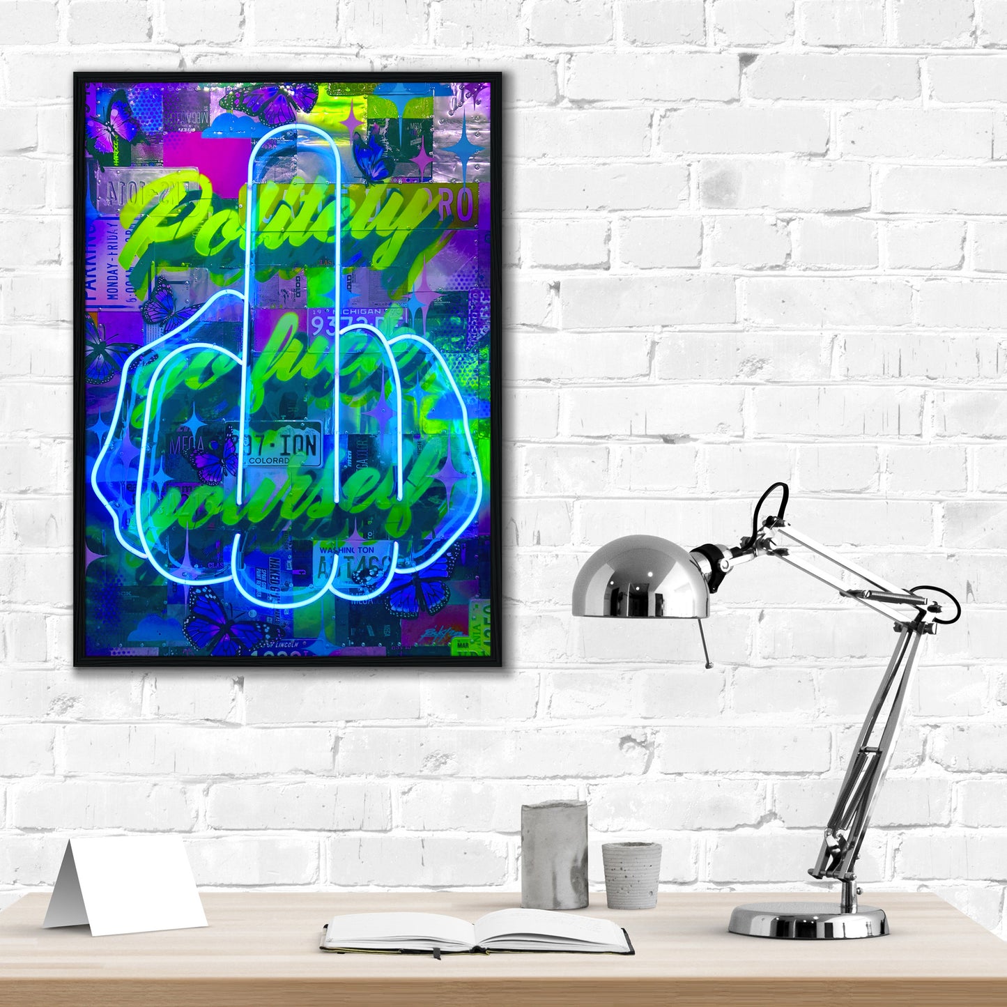 Politely Go F**k Yourself Blue Neon Canvas Art