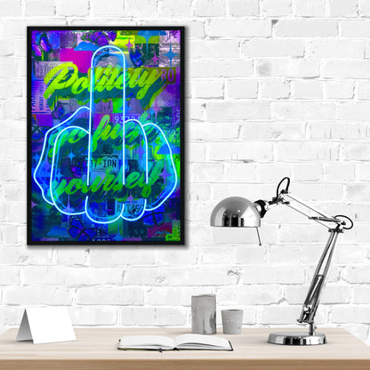 Politely Go F**k Yourself Blue Neon Canvas Art