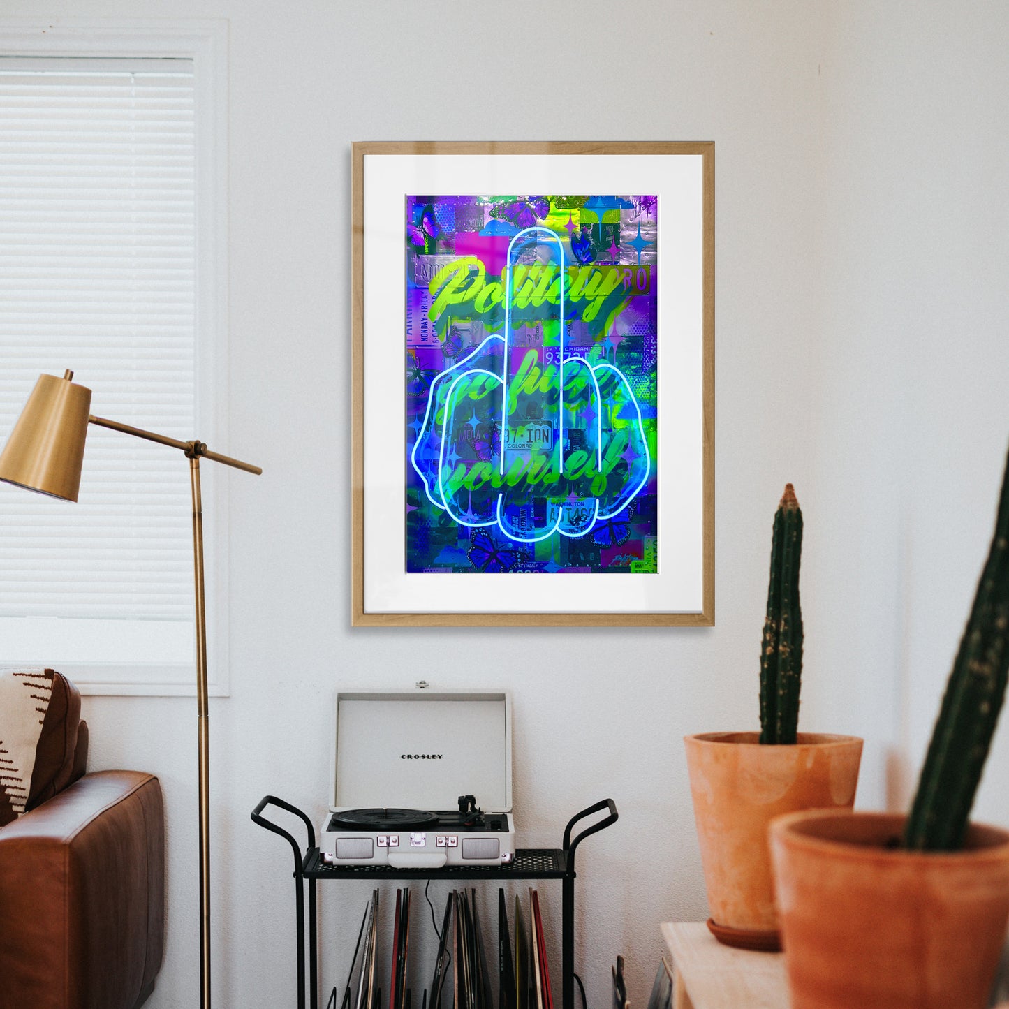 Politely Go F**k Yourself Blue Neon Framed Art Print