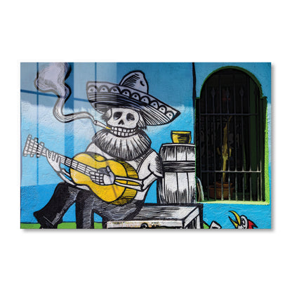 Bones Plays Guitar Acrylic Art Print