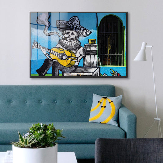 Bones Plays Guitar Acrylic Art Print