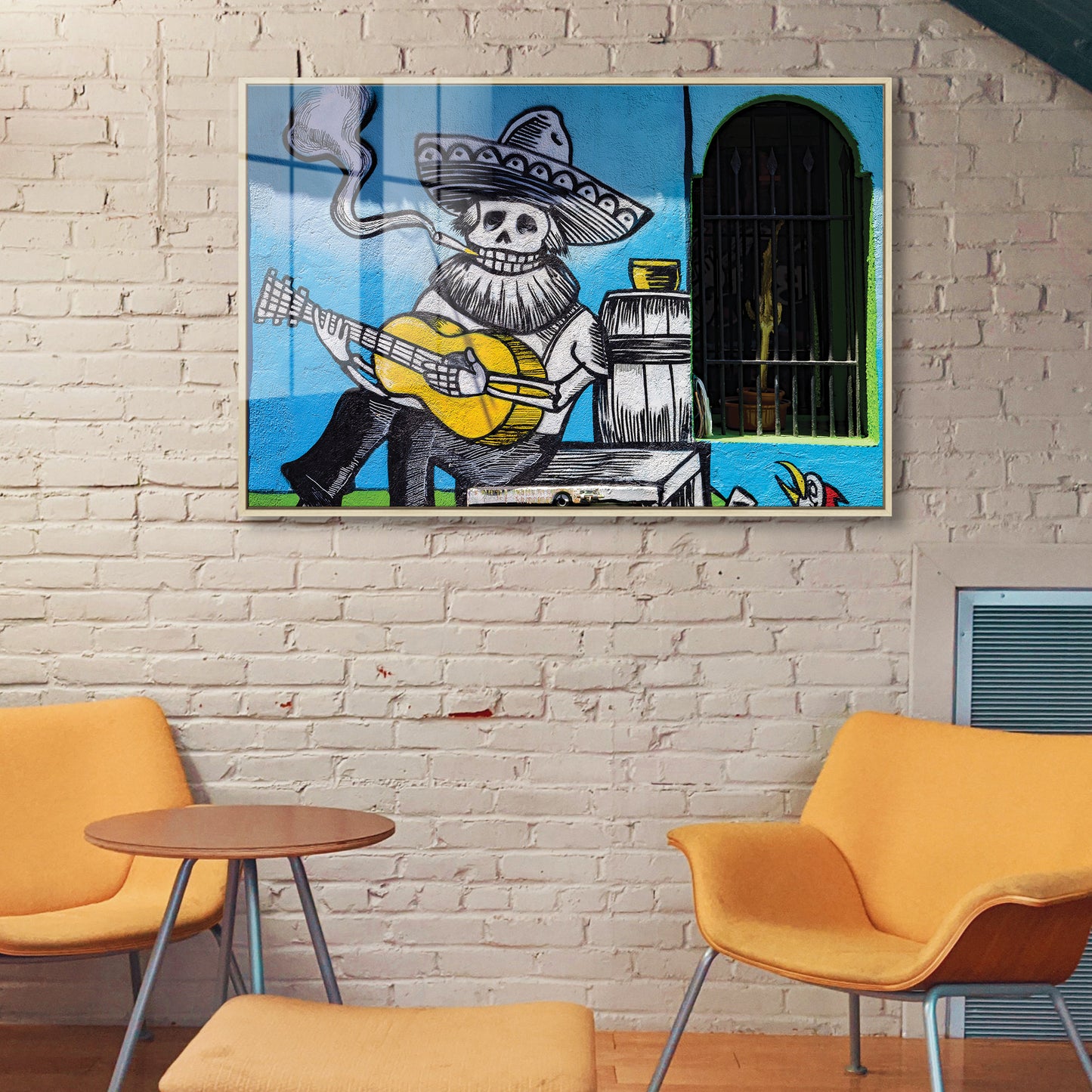 Bones Plays Guitar Acrylic Art Print