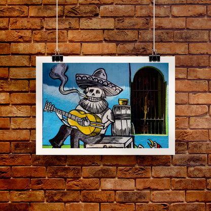 Bones Plays Guitar Art Print