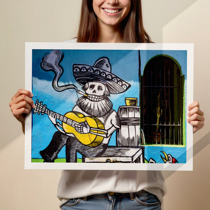 Bones Plays Guitar Art Print