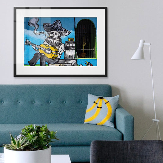 Bones Plays Guitar Framed Art Print