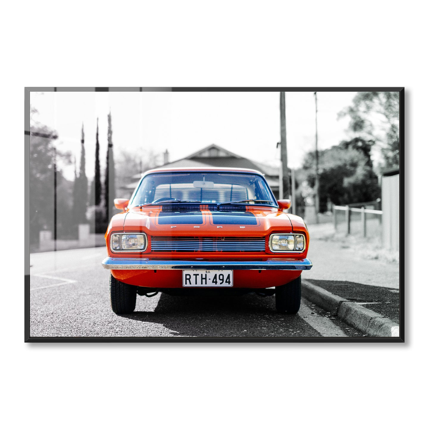 1970s MK1 Ford Capri - Vista Orange Black Stripes Acrylic Art Print