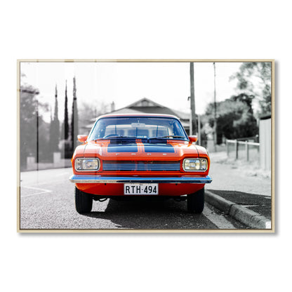 1970s MK1 Ford Capri - Vista Orange Black Stripes Acrylic Art Print