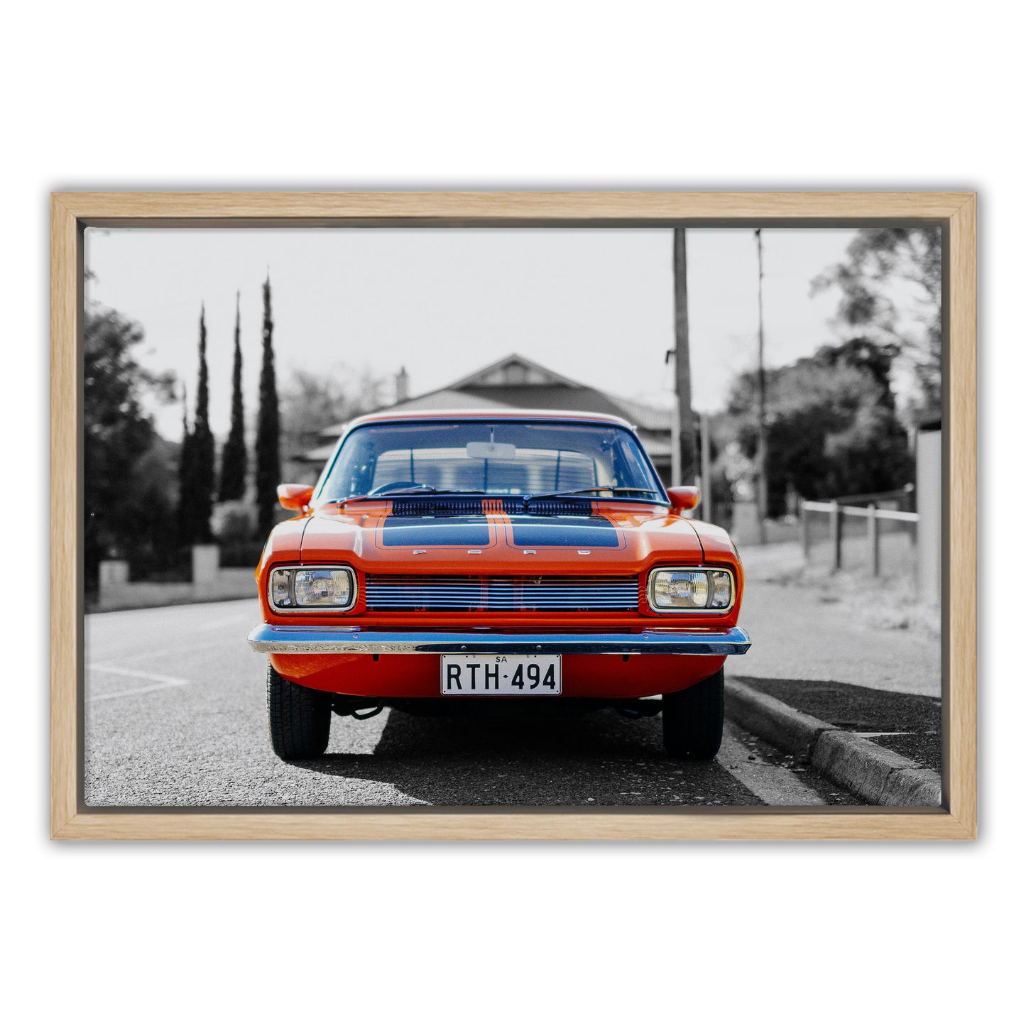 1970s MK1 Ford Capri - Vista Orange Black Stripes Canvas Art Print