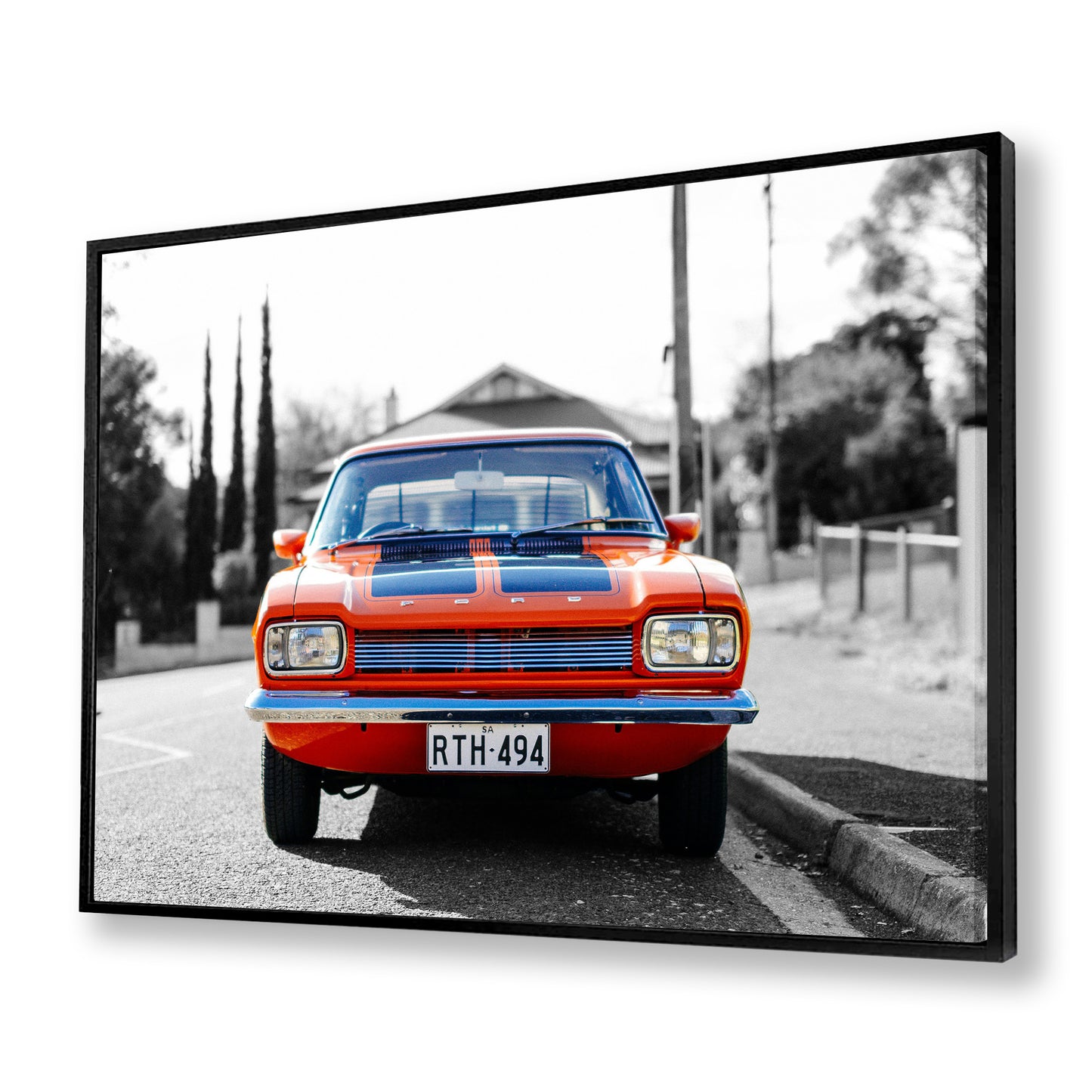 1970s MK1 Ford Capri - Vista Orange Black Stripes Canvas Art Print