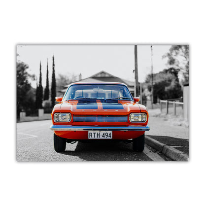 1970s MK1 Ford Capri - Vista Orange Black Stripes Canvas Art Print