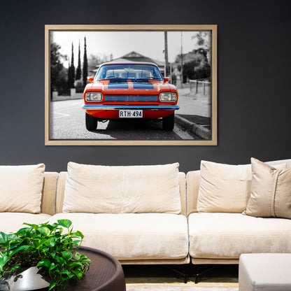 1970s MK1 Ford Capri - Vista Orange Black Stripes Canvas Art Print