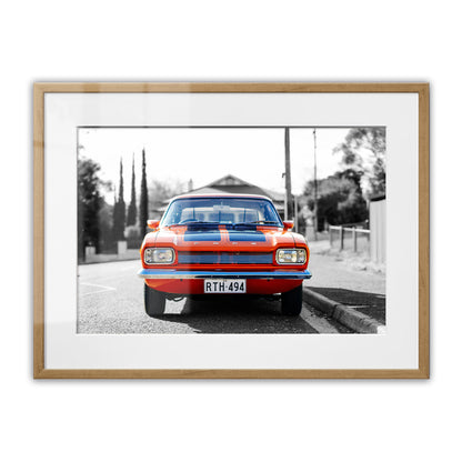 1970s MK1 Ford Capri - Vista Orange Black Stripes Framed Art Print