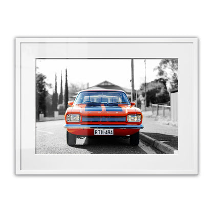 1970s MK1 Ford Capri - Vista Orange Black Stripes Framed Art Print