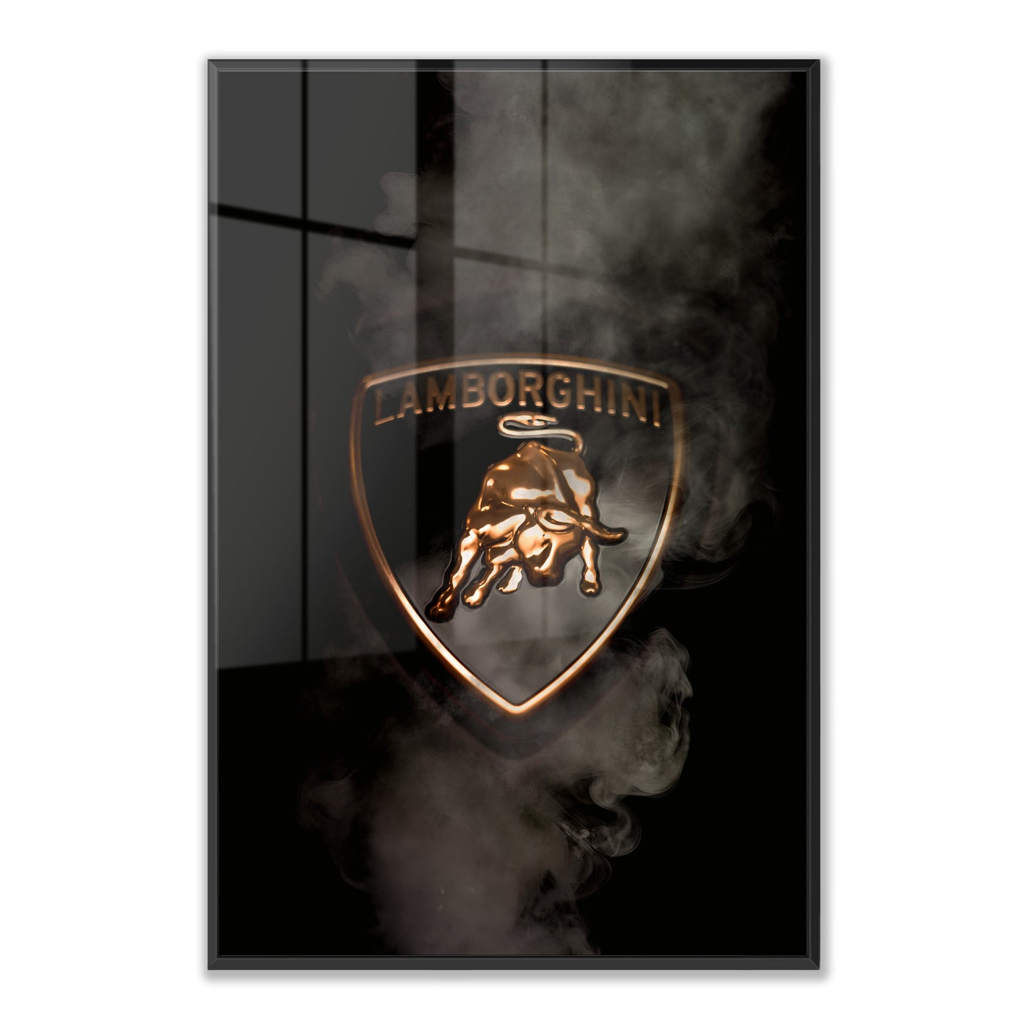 Black Lamborghini Smoking Badge Acrylic Art Print