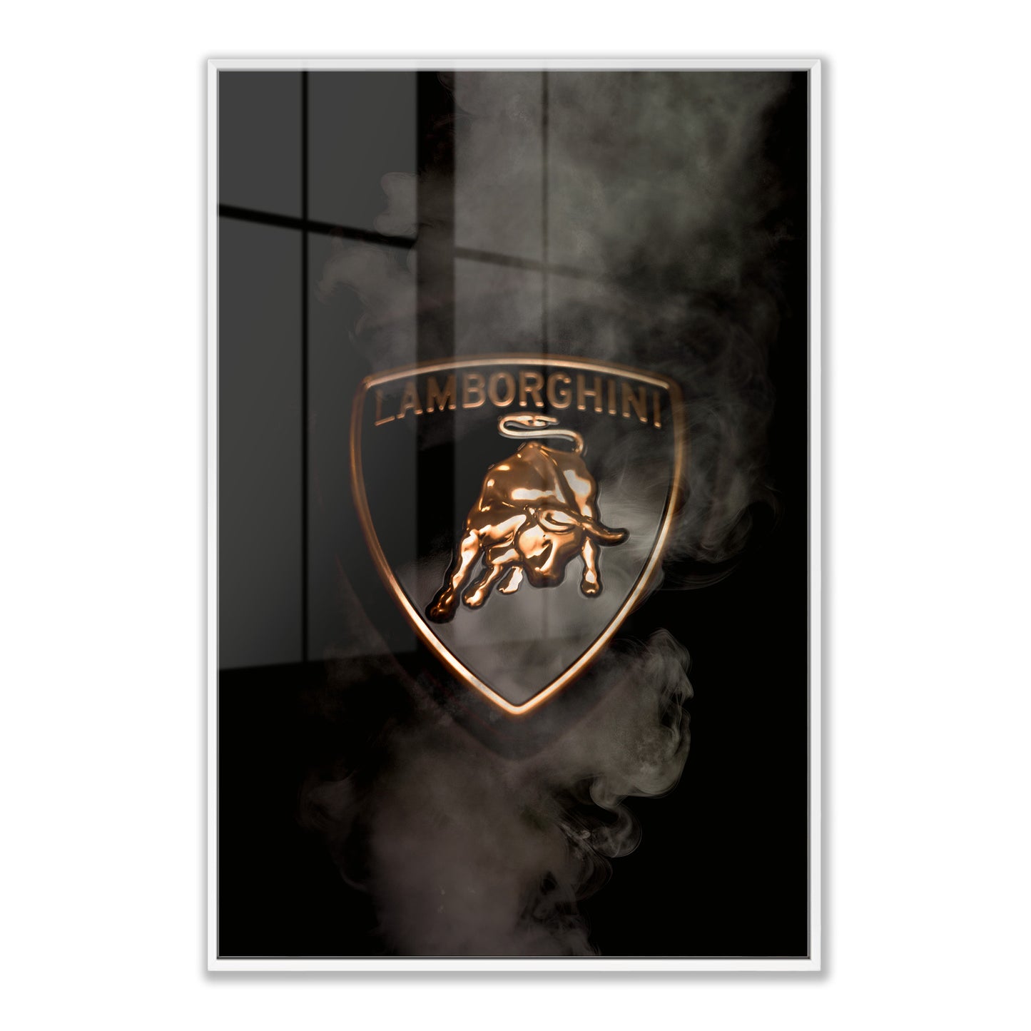 Black Lamborghini Smoking Badge Acrylic Art Print