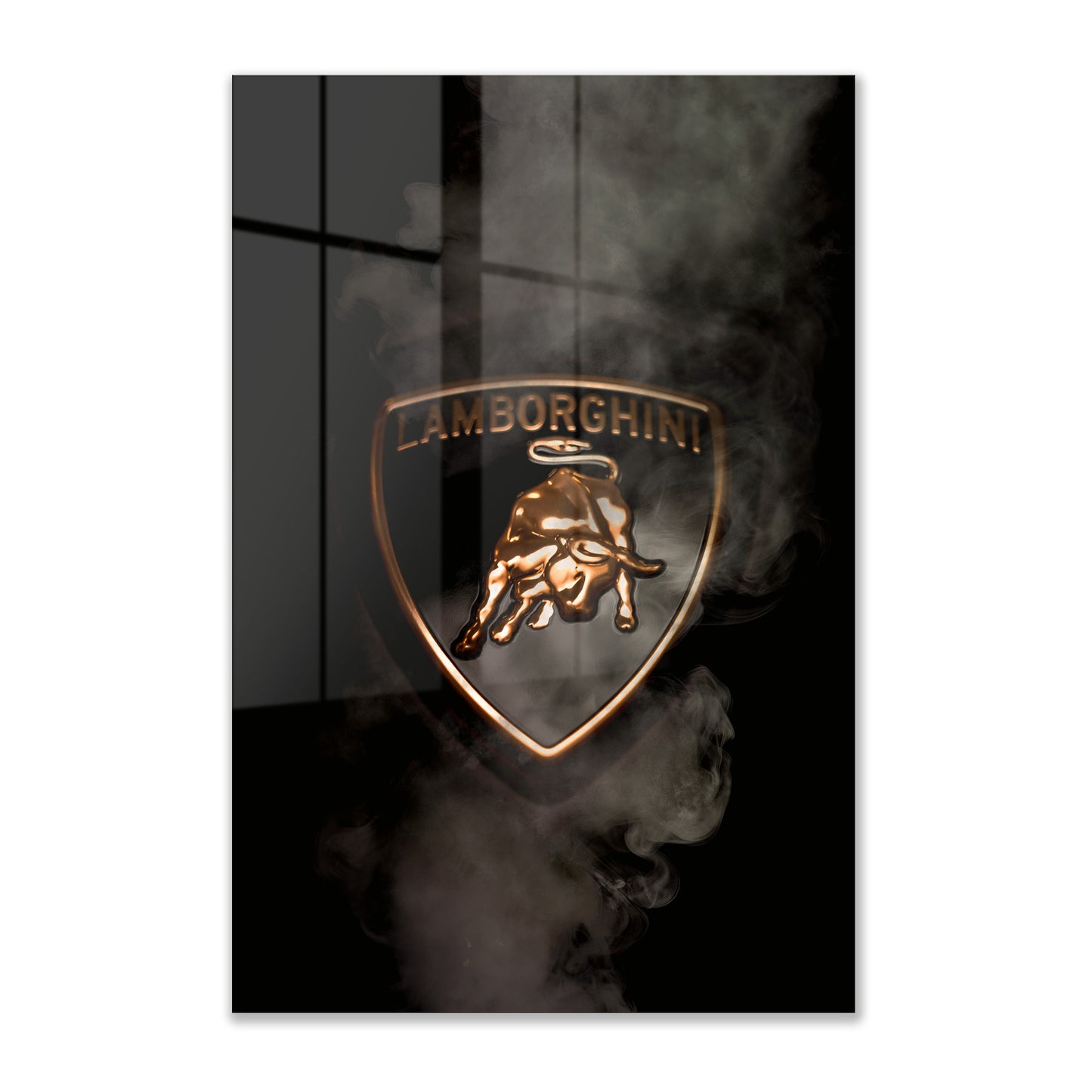 Black Lamborghini Smoking Badge Acrylic Art Print