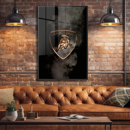 Black Lamborghini Smoking Badge Acrylic Art Print