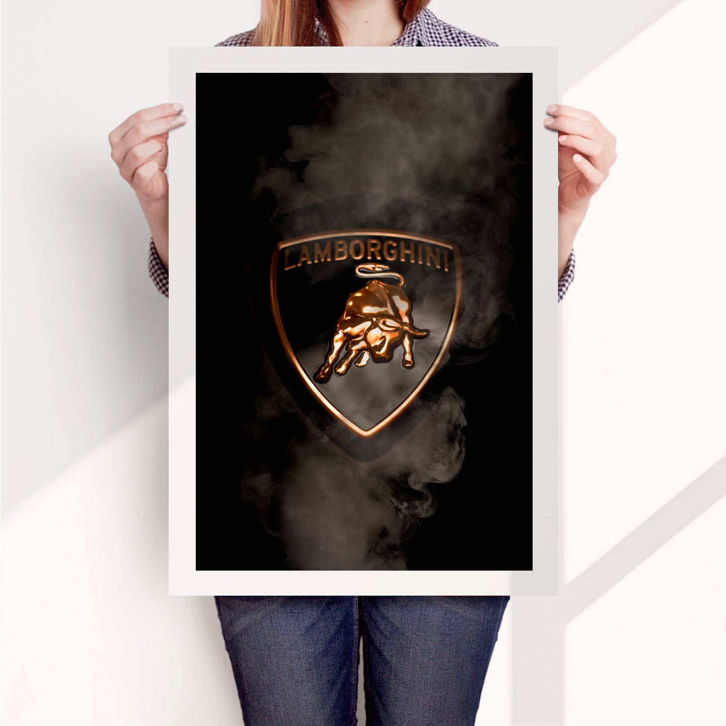 Black Lamborghini Smoking Badge Art Print