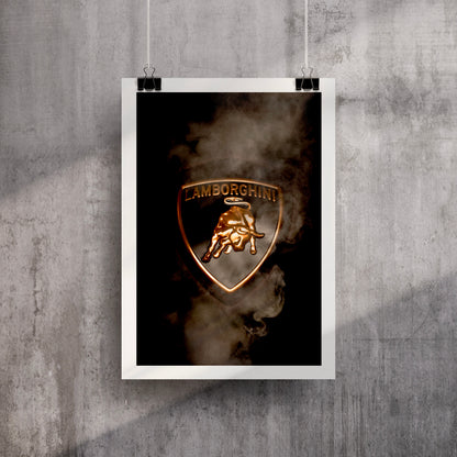 Black Lamborghini Smoking Badge Art Print