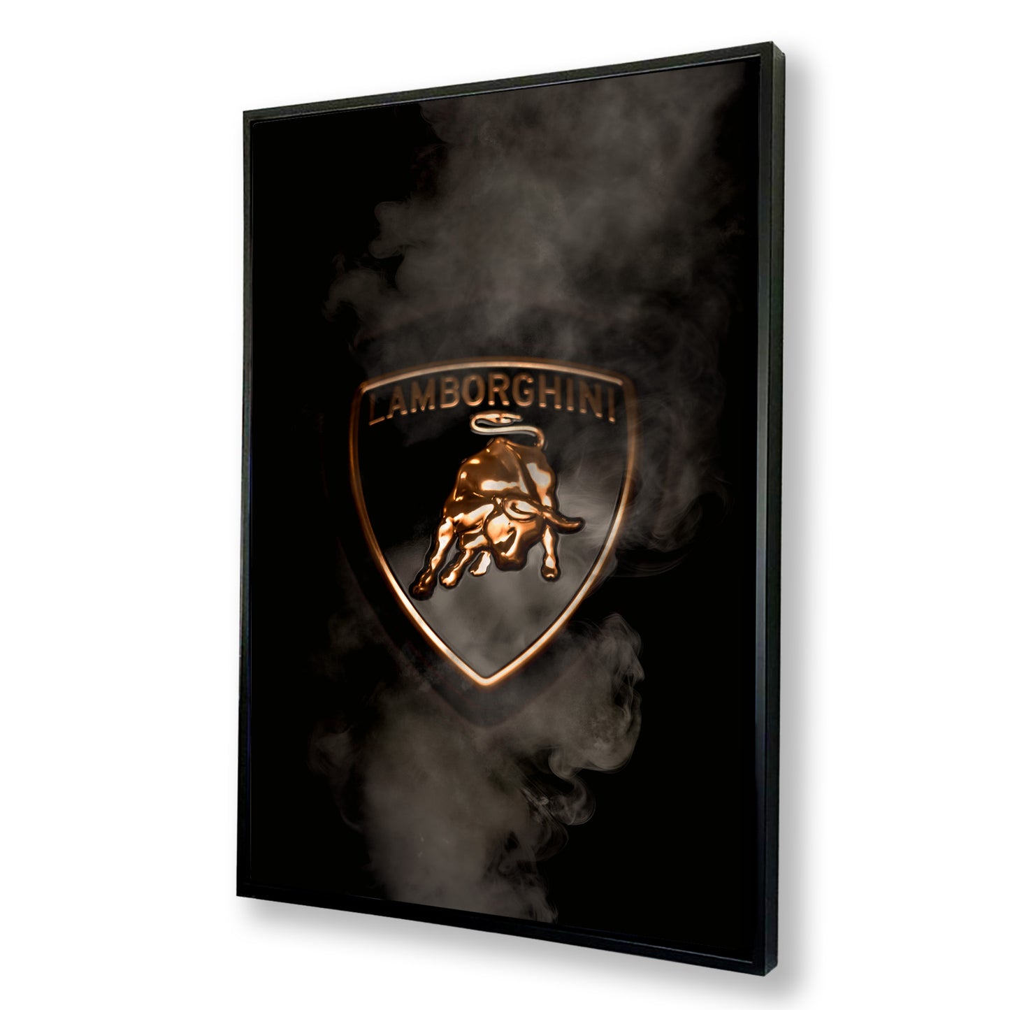 Black Lamborghini Smoking Badge Canvas Art Print