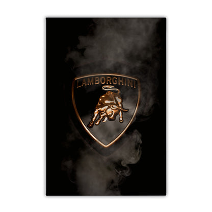 Black Lamborghini Smoking Badge Canvas Art Print
