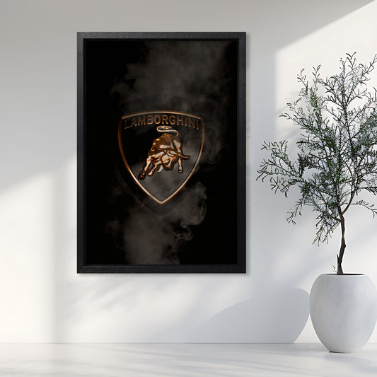 Black Lamborghini Smoking Badge Canvas Art Print