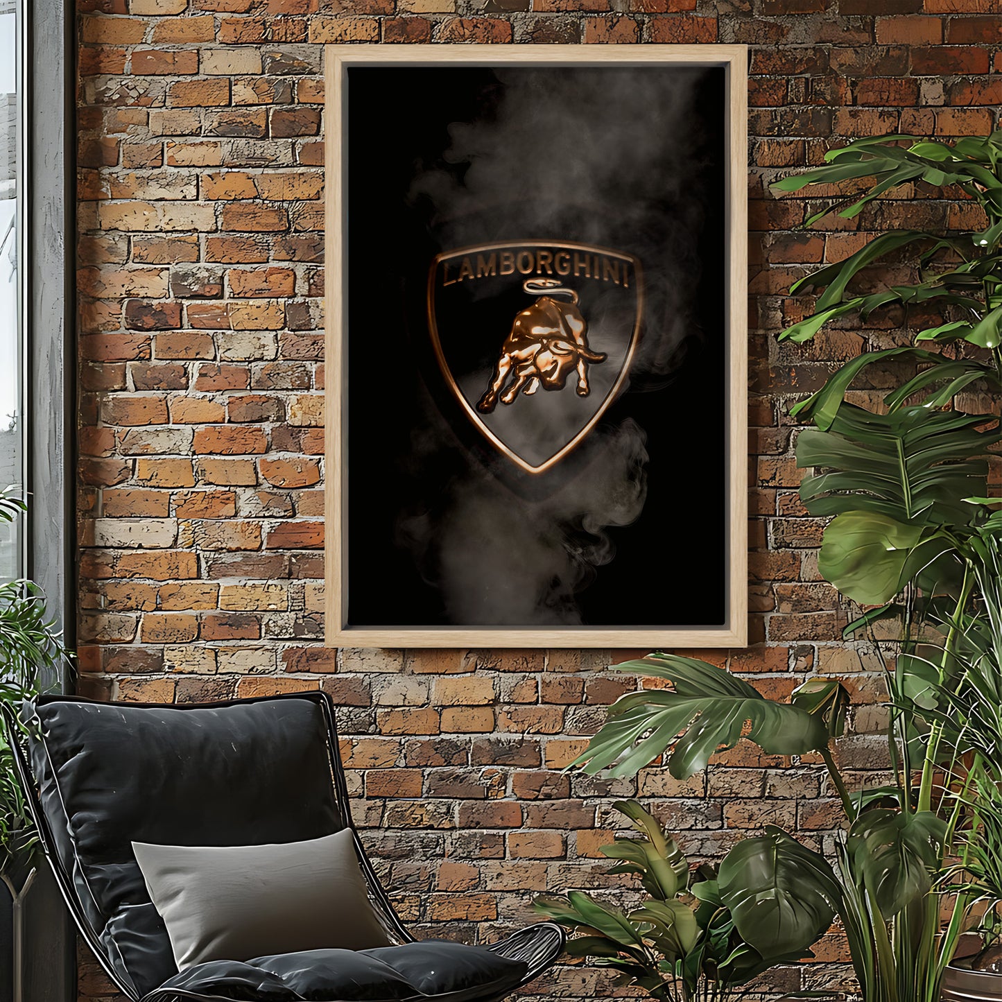 Black Lamborghini Smoking Badge Canvas Art Print