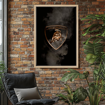 Black Lamborghini Smoking Badge Canvas Art Print