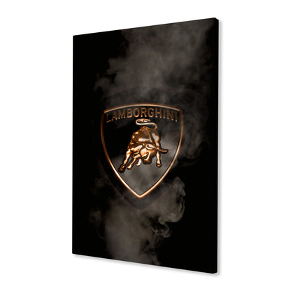 Black Lamborghini Smoking Badge Canvas Art Print