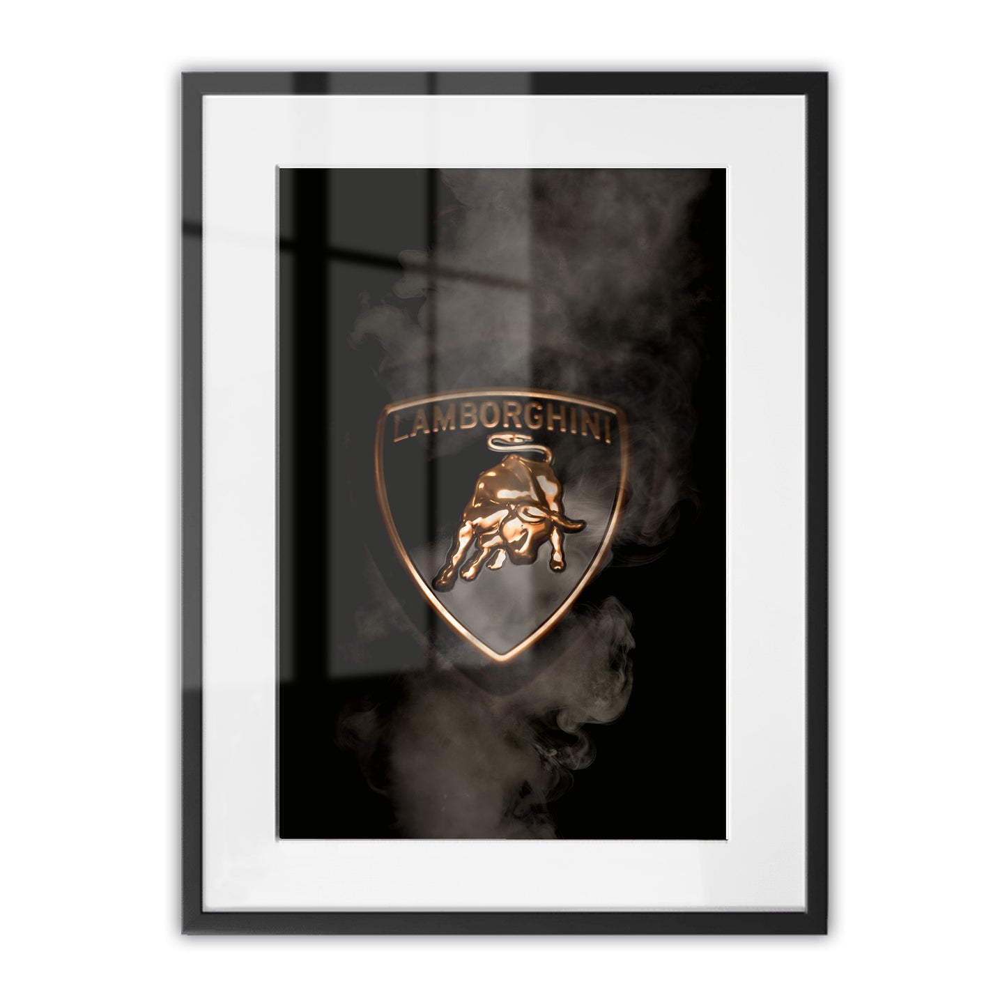Black Lamborghini Smoking Badge Framed Art Print