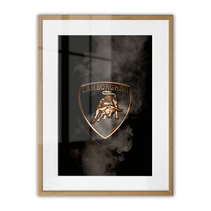 Black Lamborghini Smoking Badge Framed Art Print