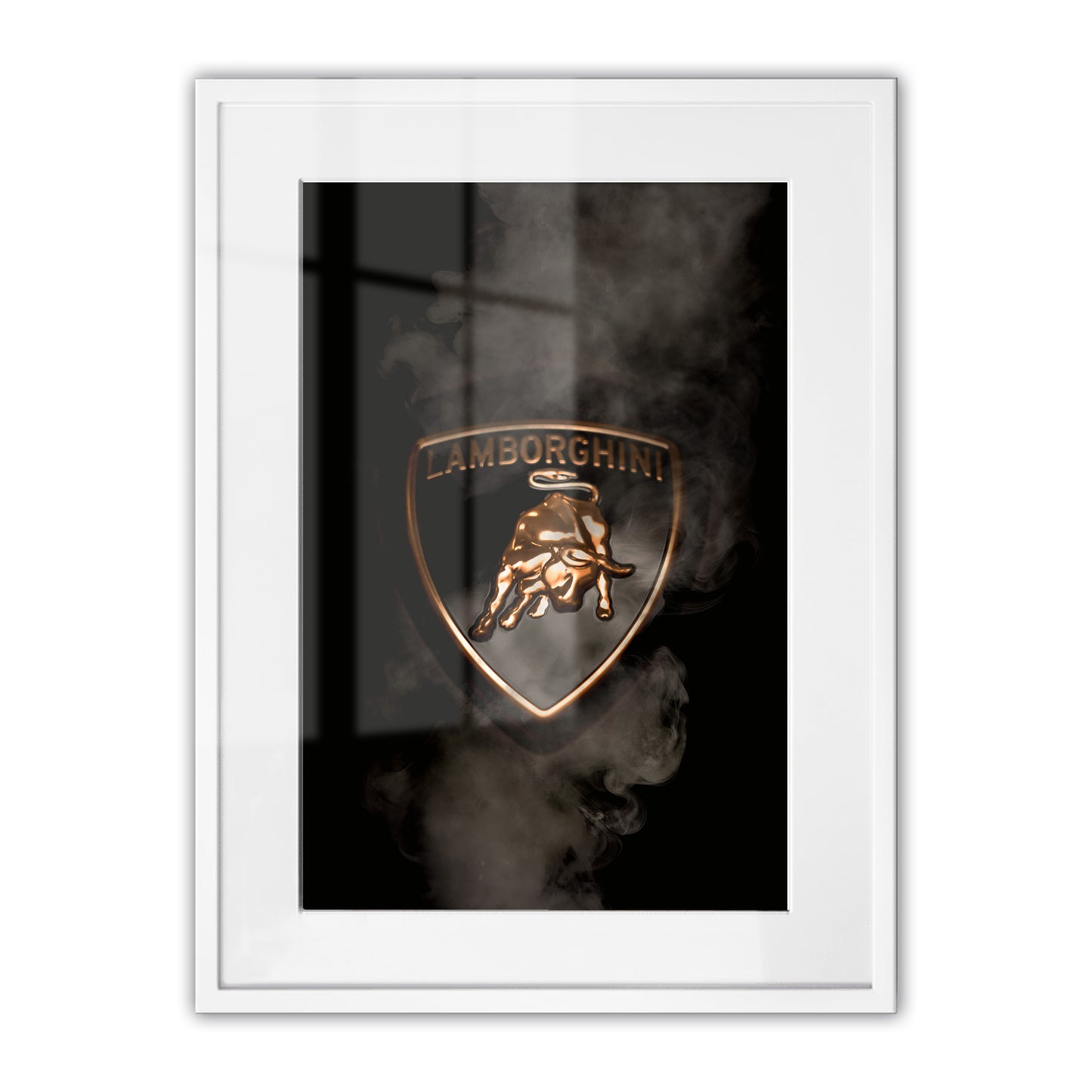 Black Lamborghini Smoking Badge Framed Art Print