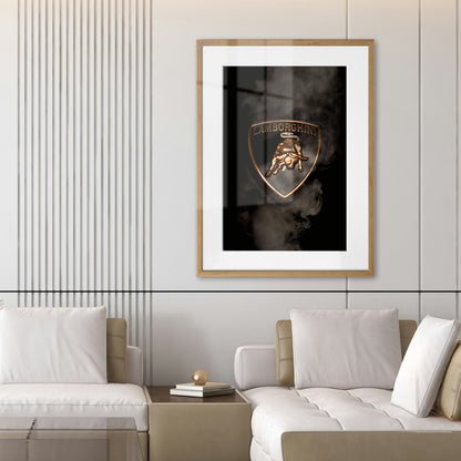 Black Lamborghini Smoking Badge Framed Art Print