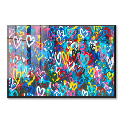 Love Hearts Graffiti Acrylic Art Print