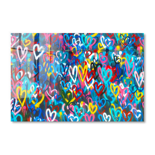 Love Hearts Graffiti Acrylic Art Print