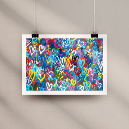 Love Hearts Graffiti Art Print