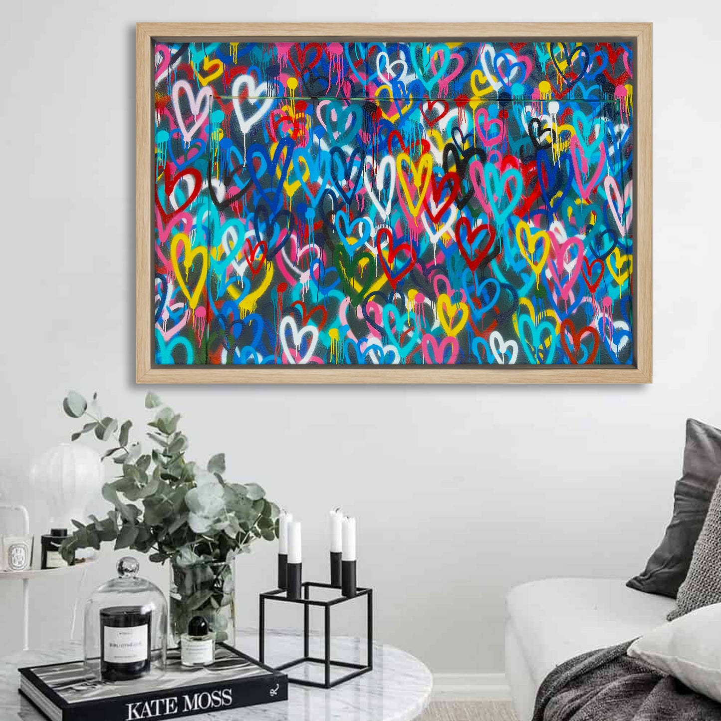 Love Hearts Graffiti Canvas Art Print