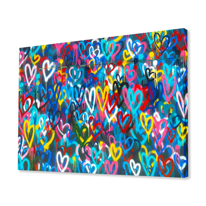 Love Hearts Graffiti Canvas Art Print
