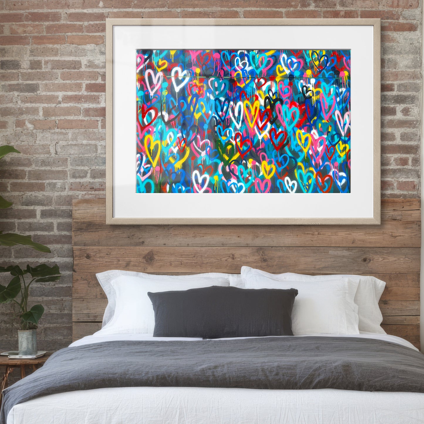 Love Hearts Graffiti Framed Art Print