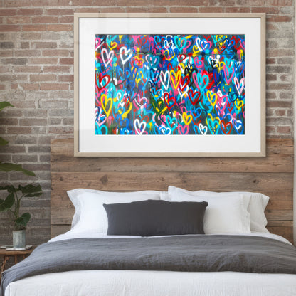 Love Hearts Graffiti Framed Art Print