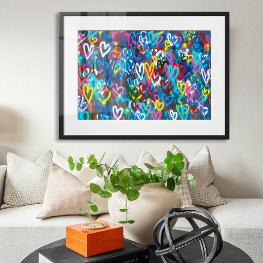 Love Hearts Graffiti Framed Art Print