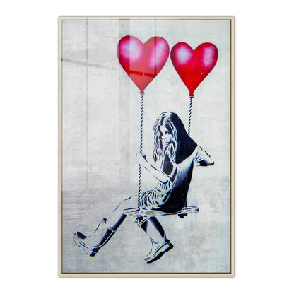 Heart Balloon Swing Girl Acrylic Art Print