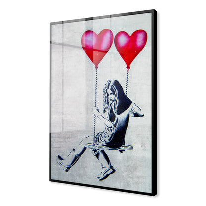 Heart Balloon Swing Girl Acrylic Art Print