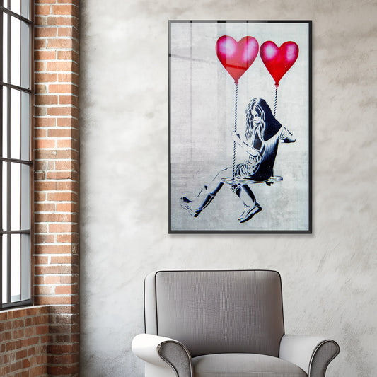 Heart Balloon Swing Girl Acrylic Art Print