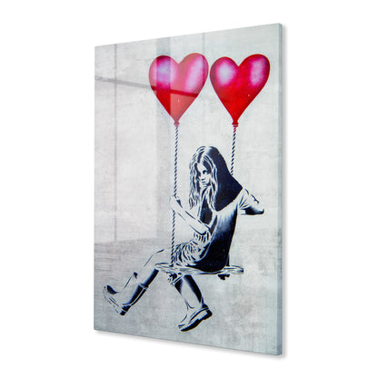 Heart Balloon Swing Girl Acrylic Art Print