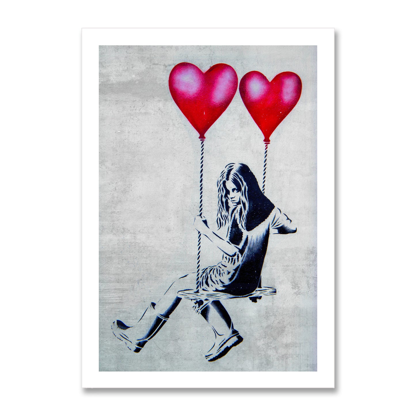 Heart Balloon Swing Girl Poster Print