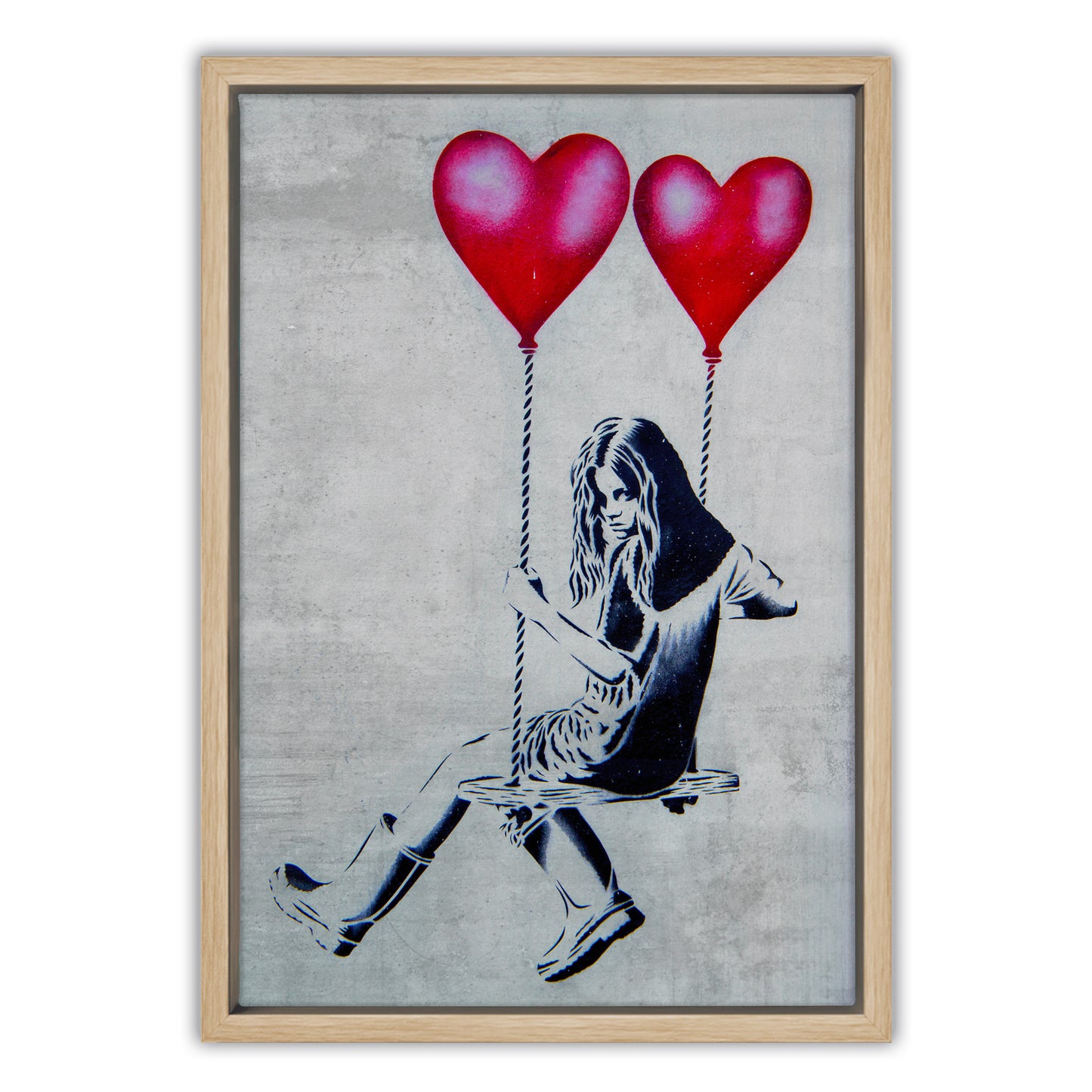 Heart Balloon Swing Girl Canvas Art Print