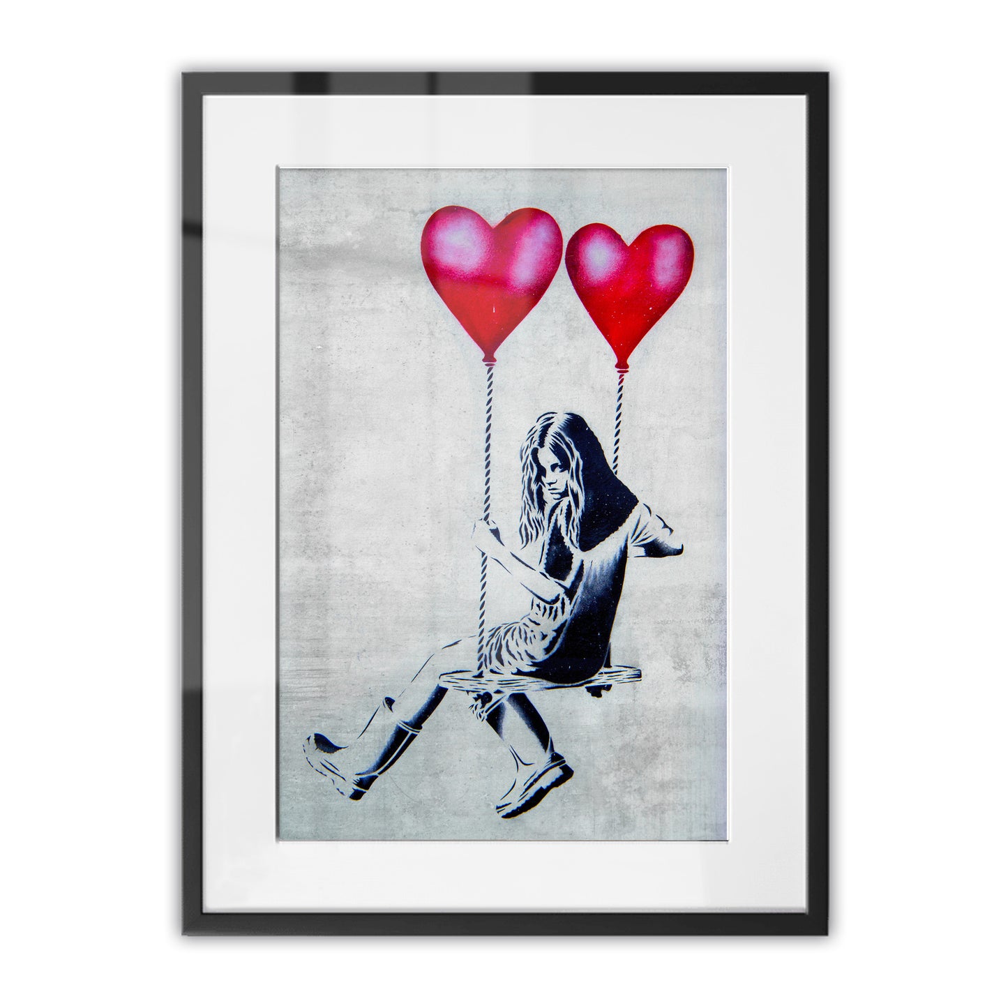 Heart Balloon Swing Girl Framed Art Print